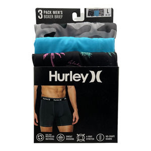 Hurley Men’s Boxer Briefs Size Large (L) 3 Pack Sweat Wicking No Chafe Seams